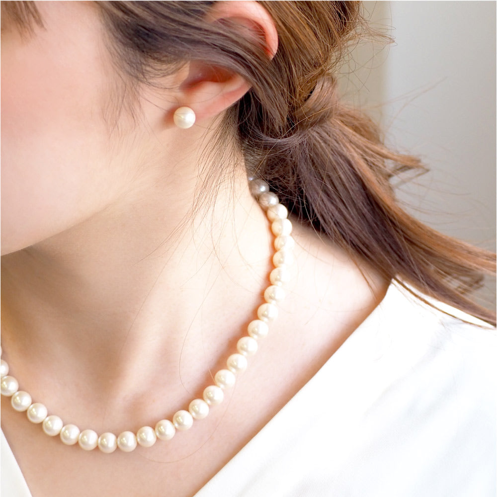 ステンレス 1粒パール ノンホールピアス M (パールサイズ 0.8cm)