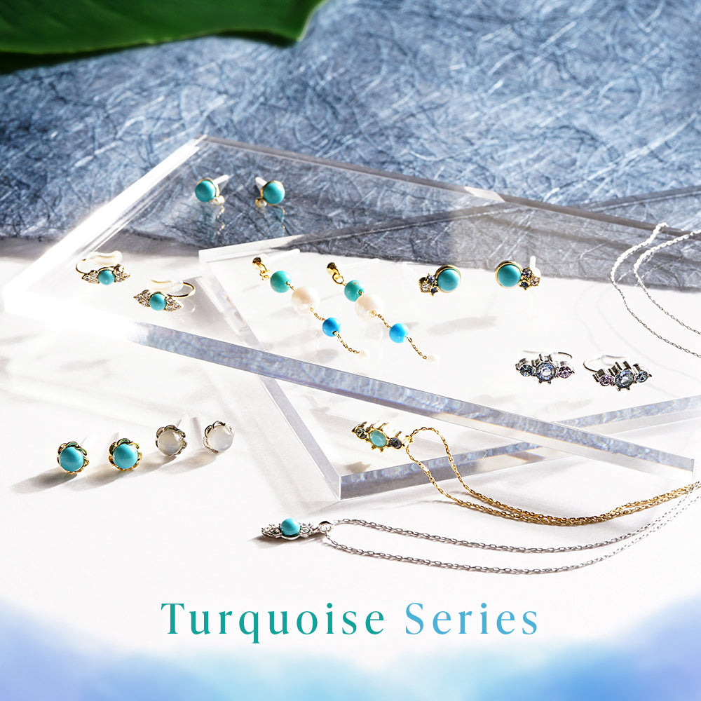 ターコイズ プチパール ネックレス 涼しげ シンプル 金属アレルギー対応 日本製 itam