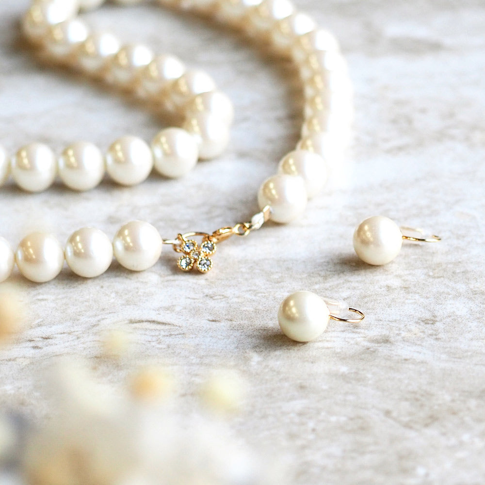 ステンレス 1粒パール ノンホールピアス M (パールサイズ 0.8cm)