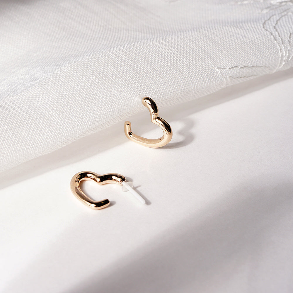 ハート フープ セラミックポストピアス