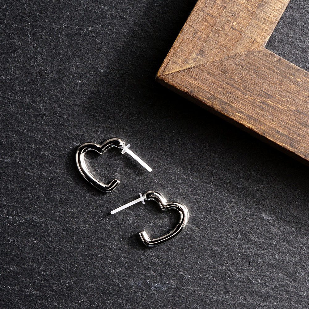 ハート フープ セラミックポストピアス