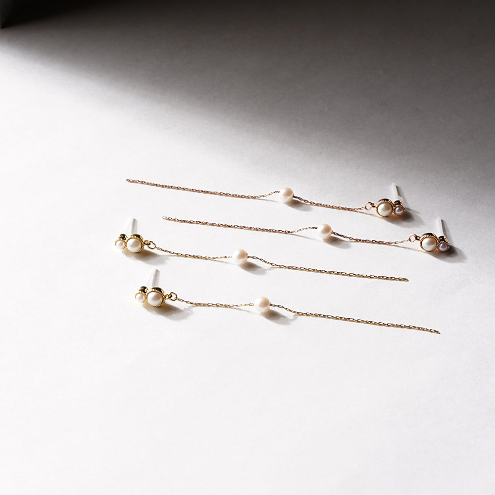 パール×メタル ロング セラミックポストピアス