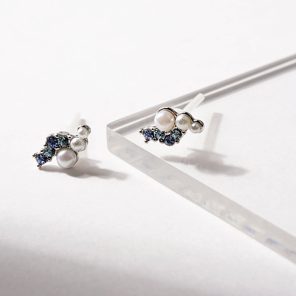【NEW】プチパール×ビジュー セラミックポストピアス