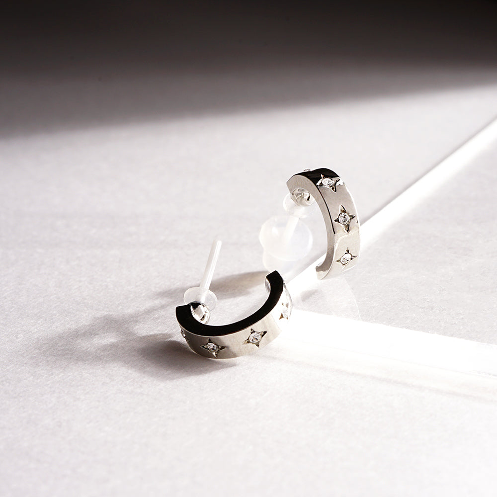 【 金属アレルギー対応 】メタルシリーズ ストーンフープ セラミックポストピアス