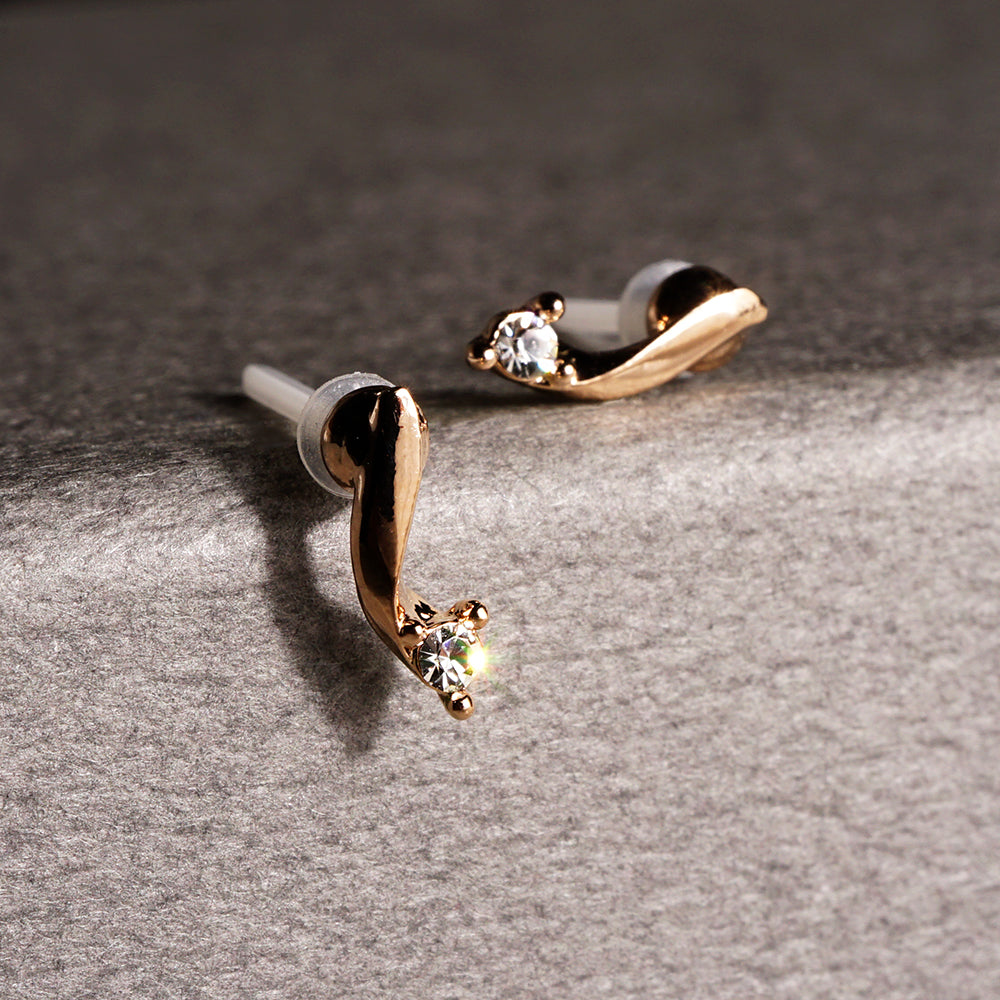 【 金属アレルギー対応 】1粒ビジュー セラミックポストピアス