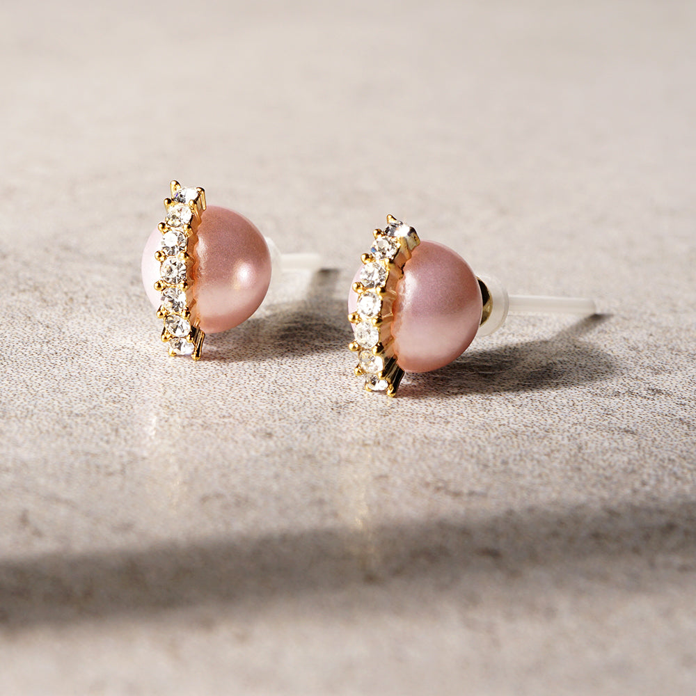 【NEW】【 金属アレルギー対応 】 ストーン×カラーパール セラミックポストピアス