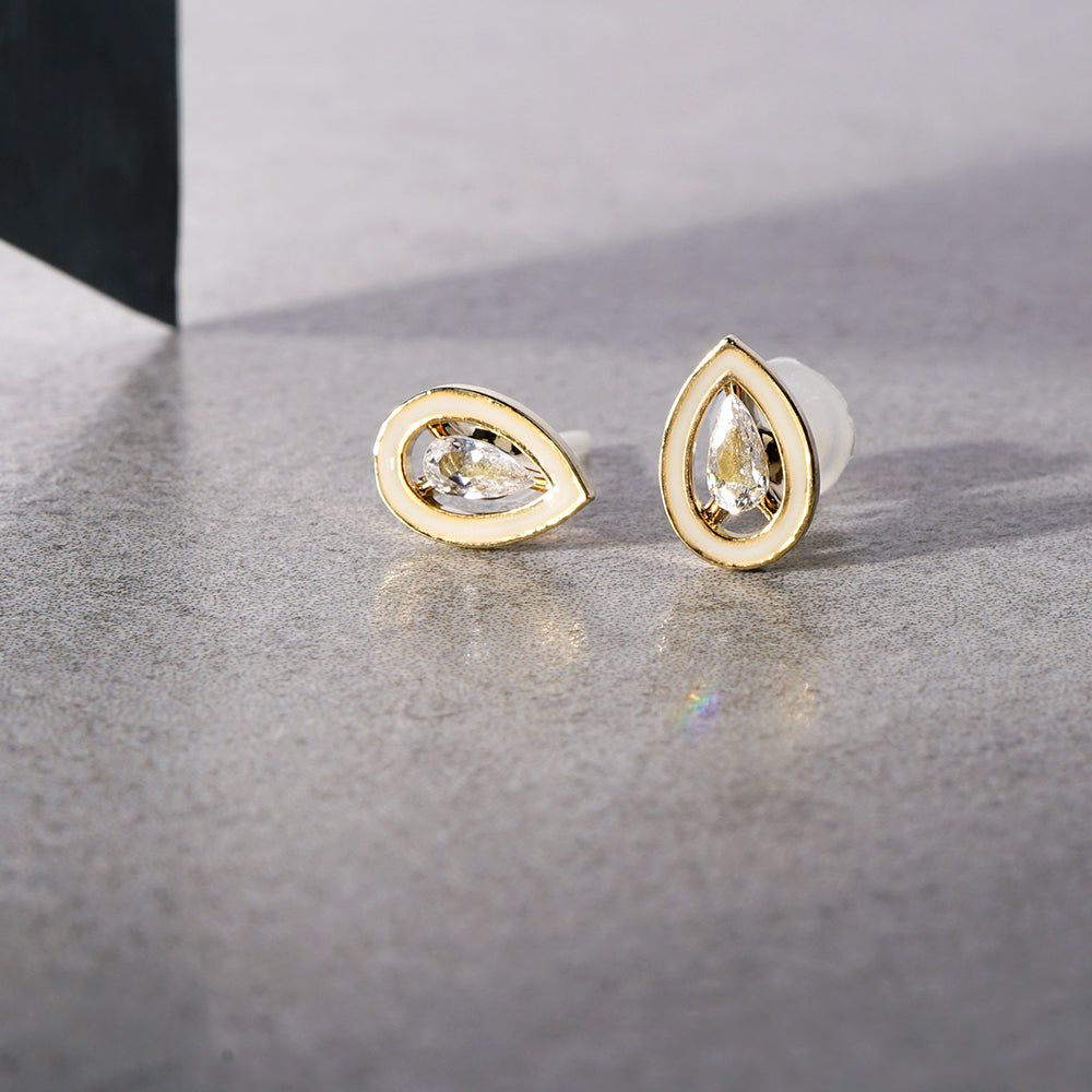 【NEW】【 金属アレルギー対応 】 カラーエポ×キュービックジルコニアシリーズ ティアドロップセラミックポストピアス