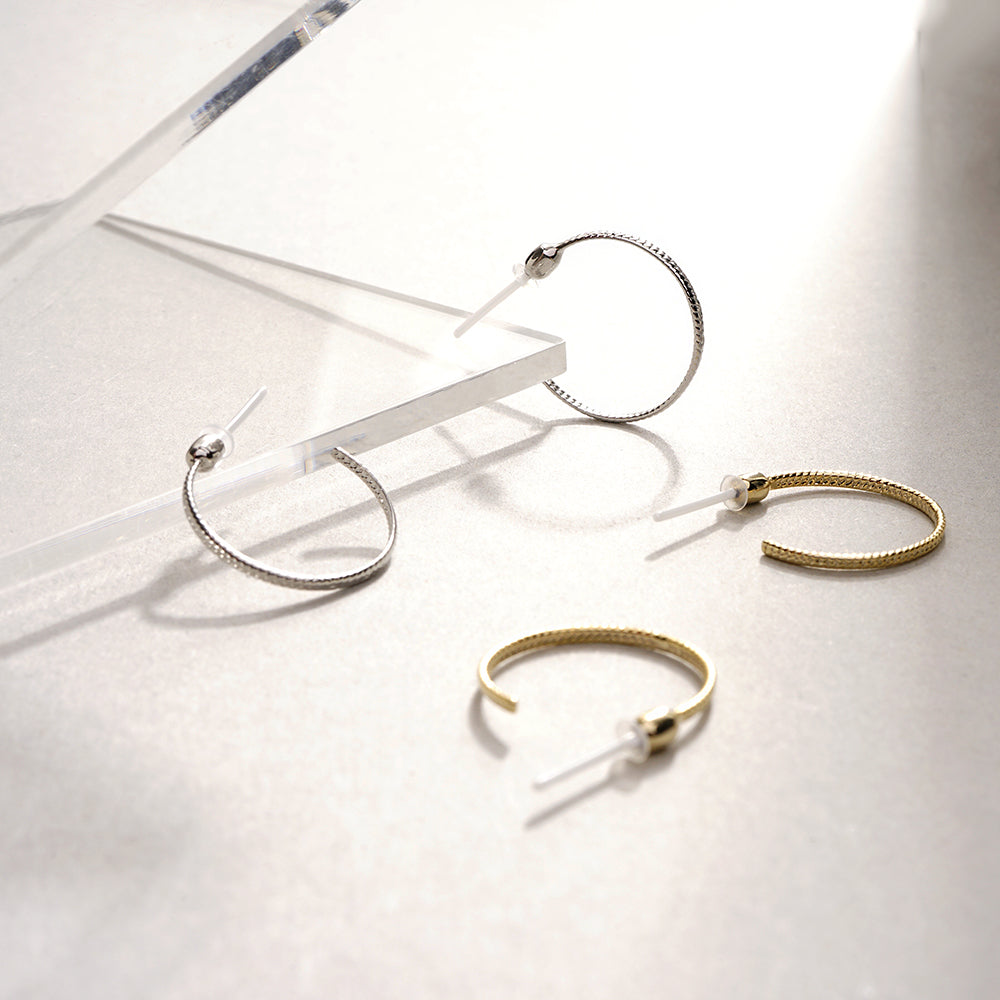 【NEW】【 金属アレルギー対応 】 メタルフープ セラミックポストピアス