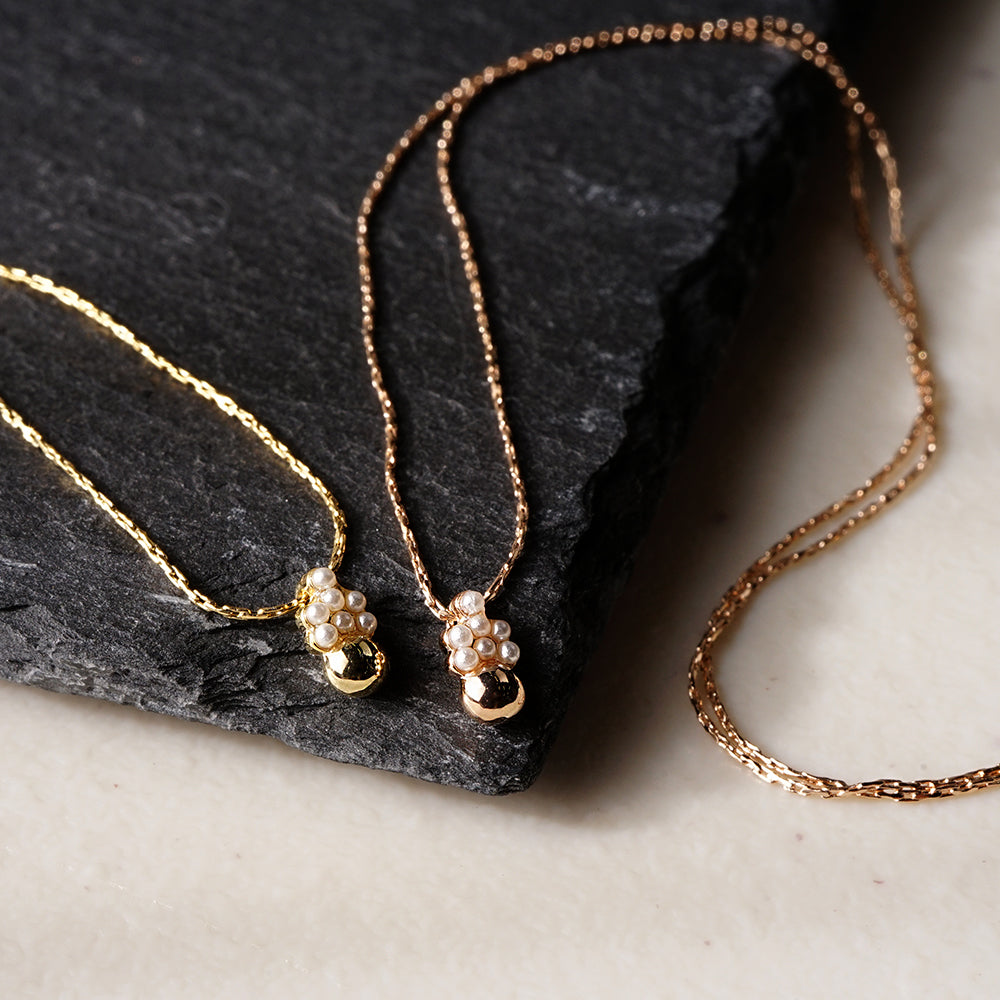 メタル×プチパール ネックレス