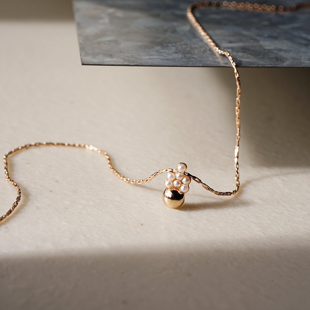 メタル×プチパール ネックレス