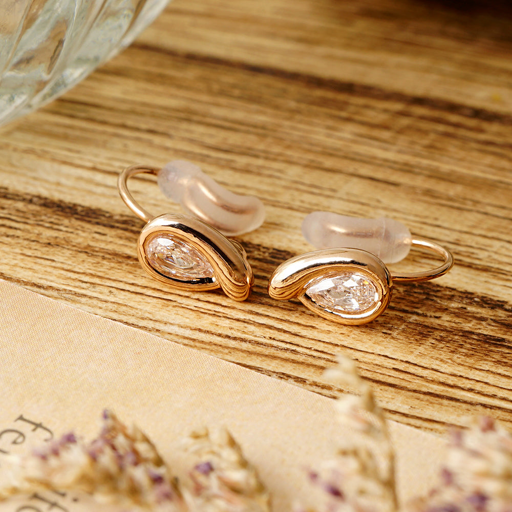 ニュアンスメタル ティアドロップ キュービックジルコニア ノンホールピアス