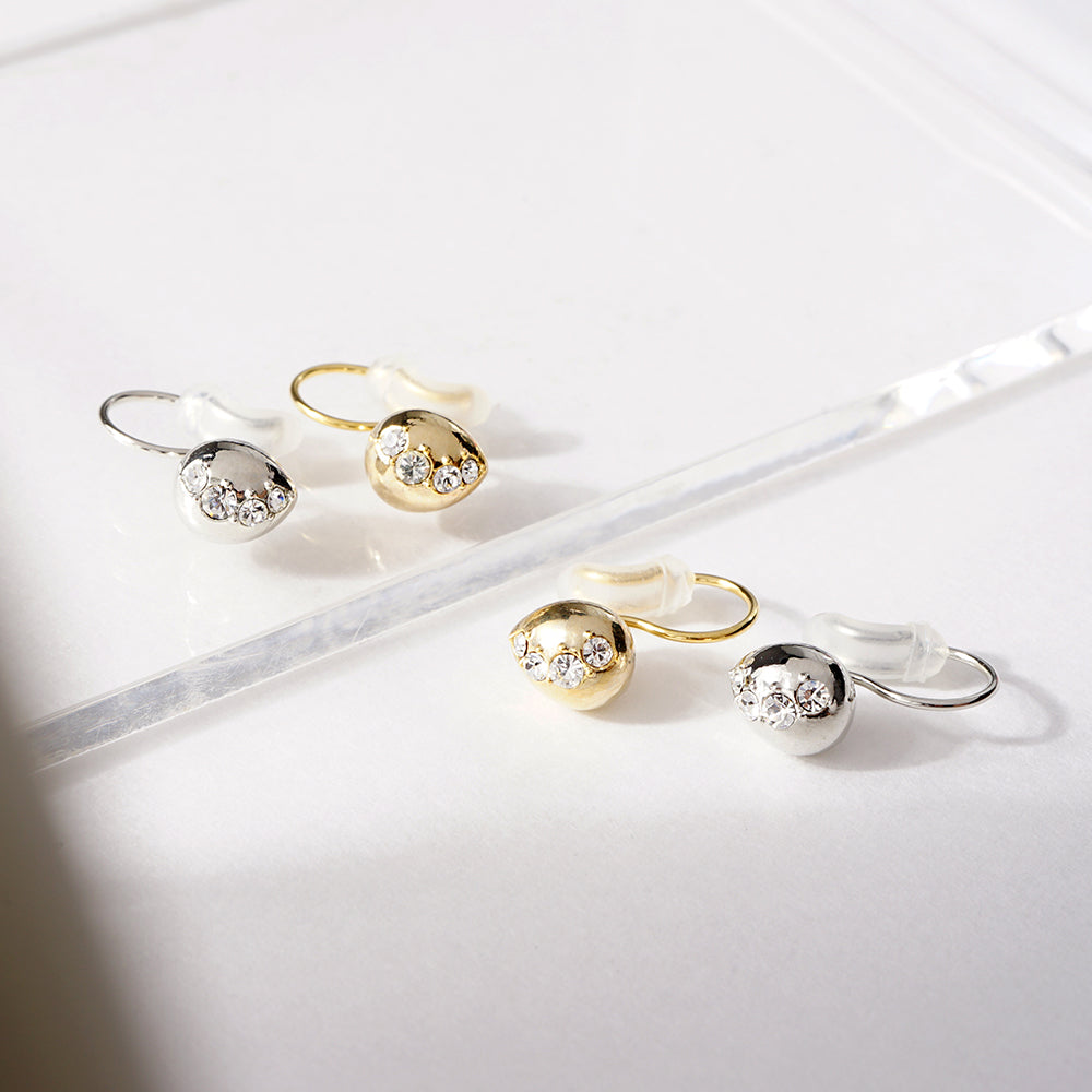 【9/8再入荷】クリスタルガラス ノンホールピアス