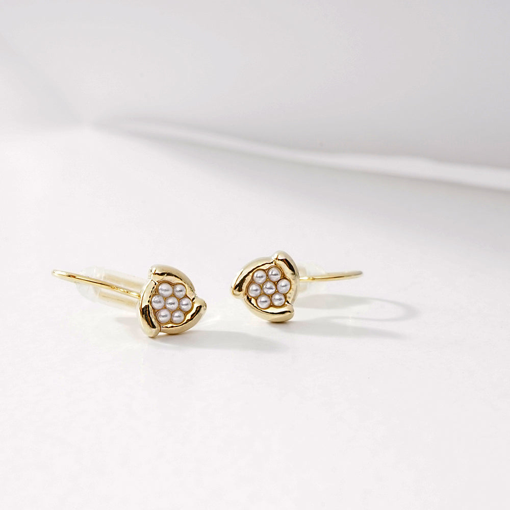 【8/20再入荷】メタル×プチパール フラワー ノンホールピアス