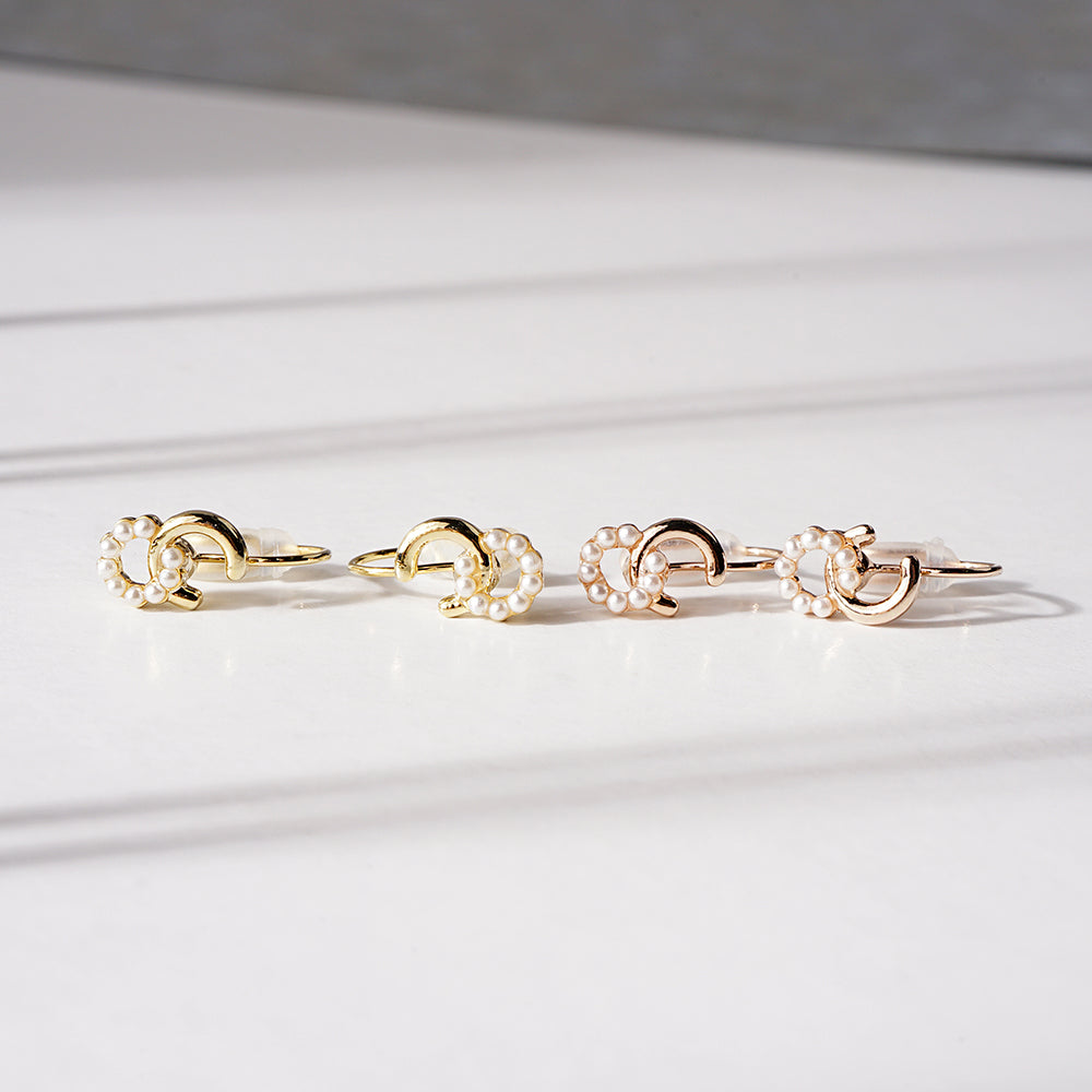 メタル×プチパール リング ノンホールピアス