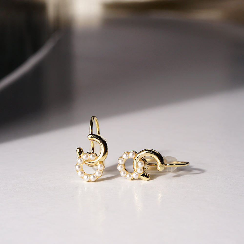 メタル×プチパール リング ノンホールピアス