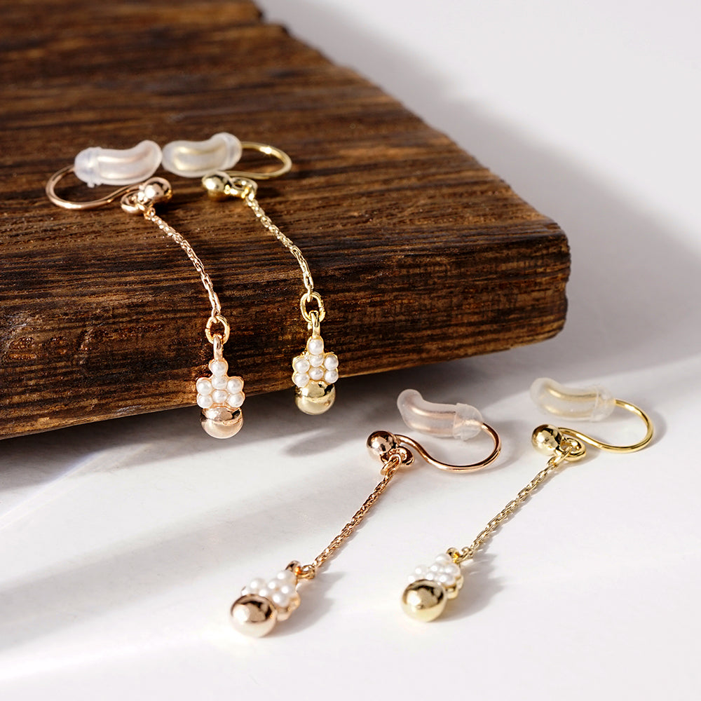 【9/8再入荷】メタル×プチパール ノンホールピアス