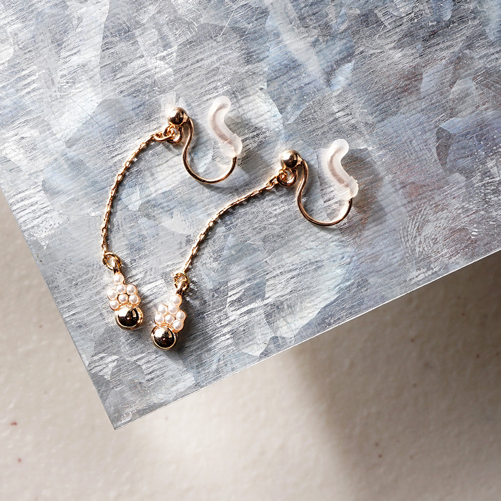 【9/8再入荷】メタル×プチパール ノンホールピアス