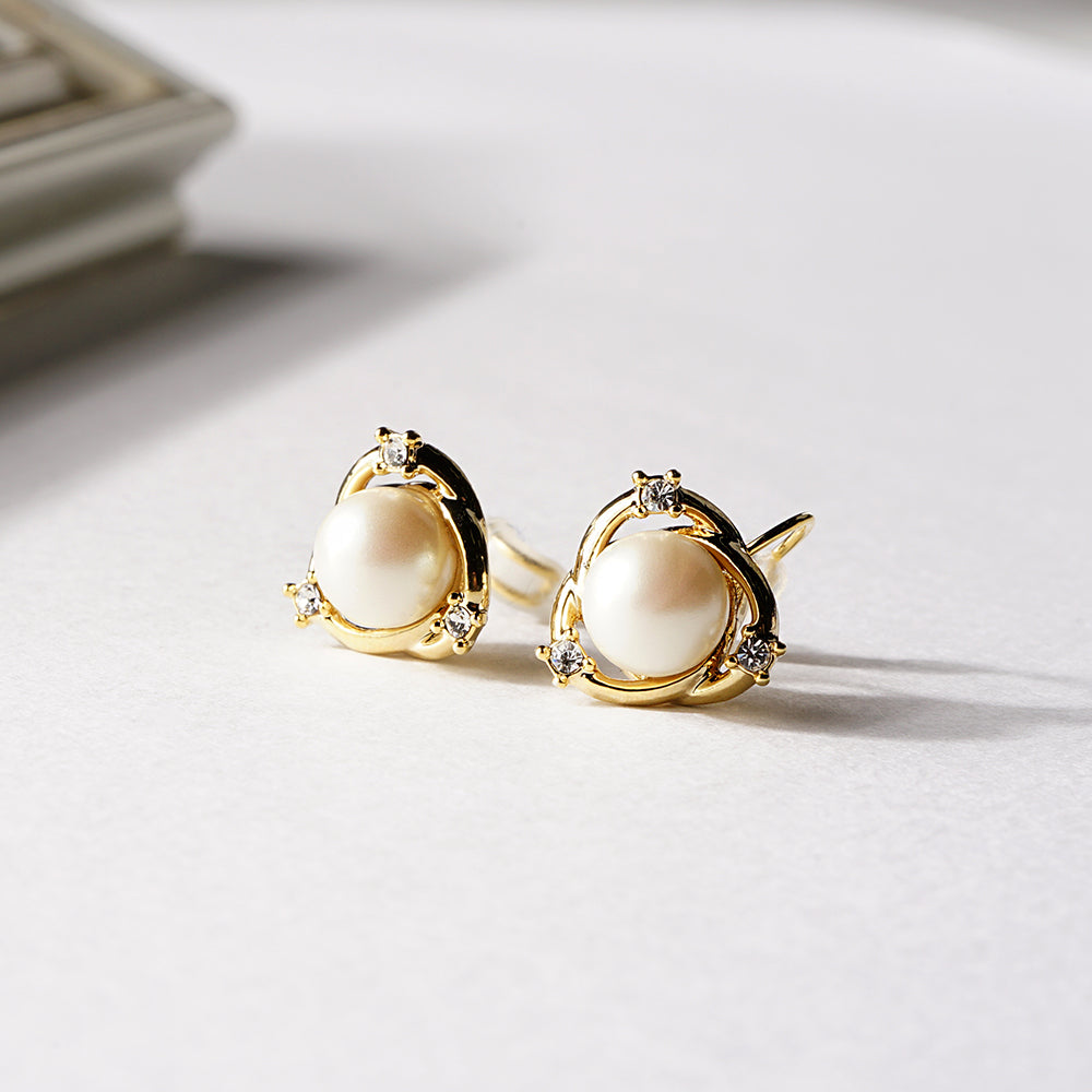 パール×メタル 1粒パール ノンホールピアス