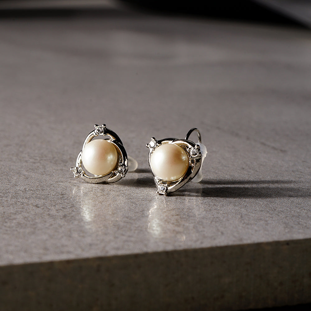 パール×メタル 1粒パール ノンホールピアス