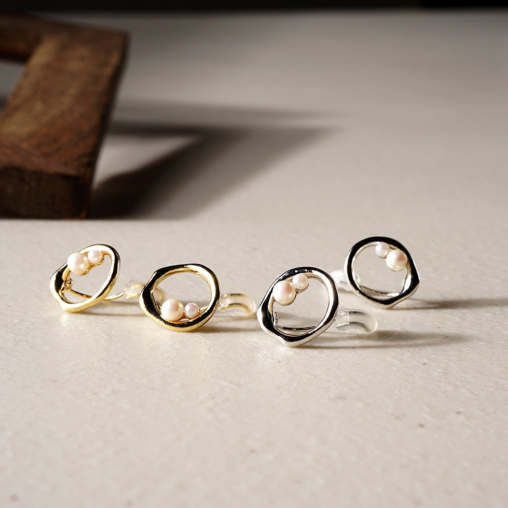 パール×メタル サークル ノンホールピアス
