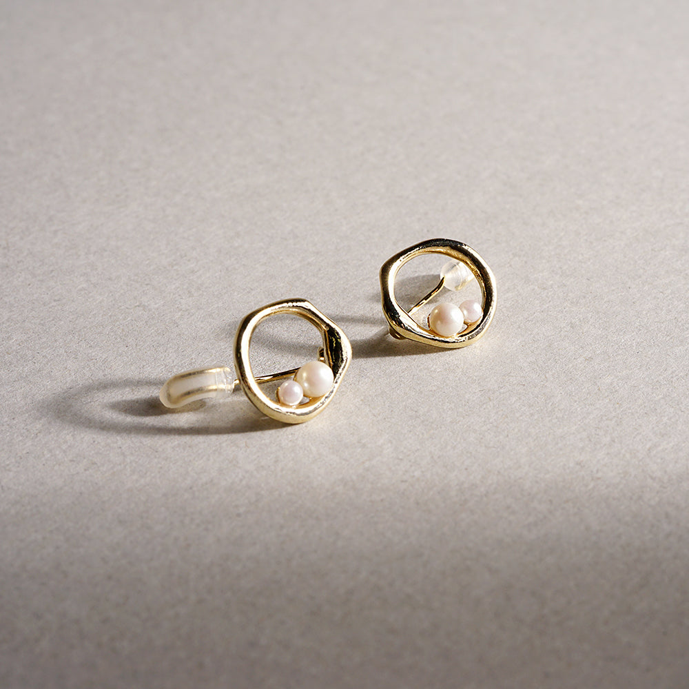 パール×メタル サークル ノンホールピアス