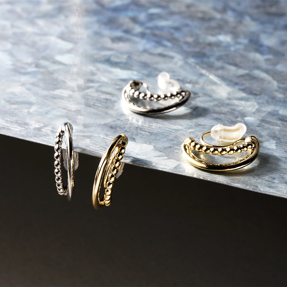 【NEW】【 金属アレルギー対応 】 ベーシックフープシリーズ ノンホールピアス