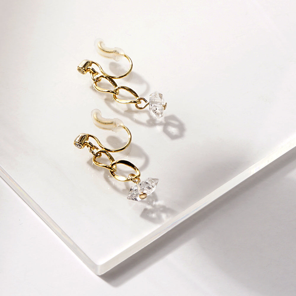 ハーキマークォーツ ストーン ノンホールピアス