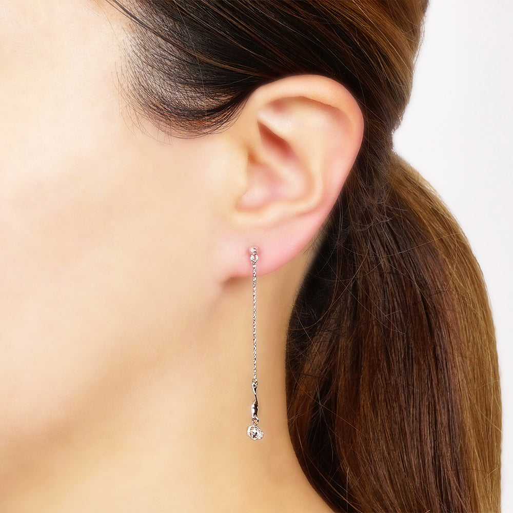 ハーキマークォーツ チェーン ノンホールピアス