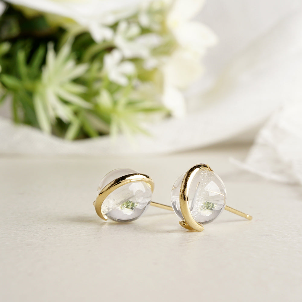 Natural stone 天然石ボールピアス (M)