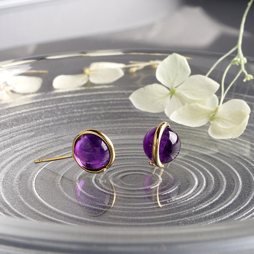 Natural stone 天然石ボールピアス (M)