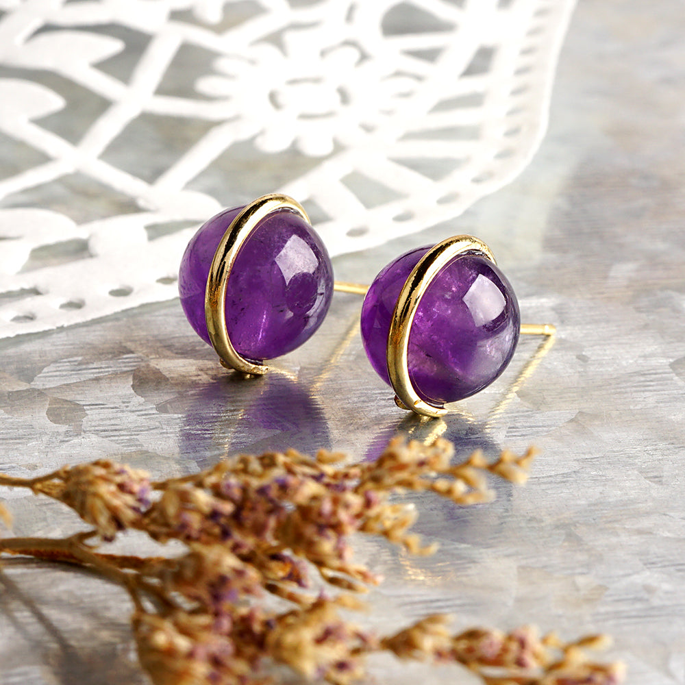 Natural stone 天然石ボールピアス (L)