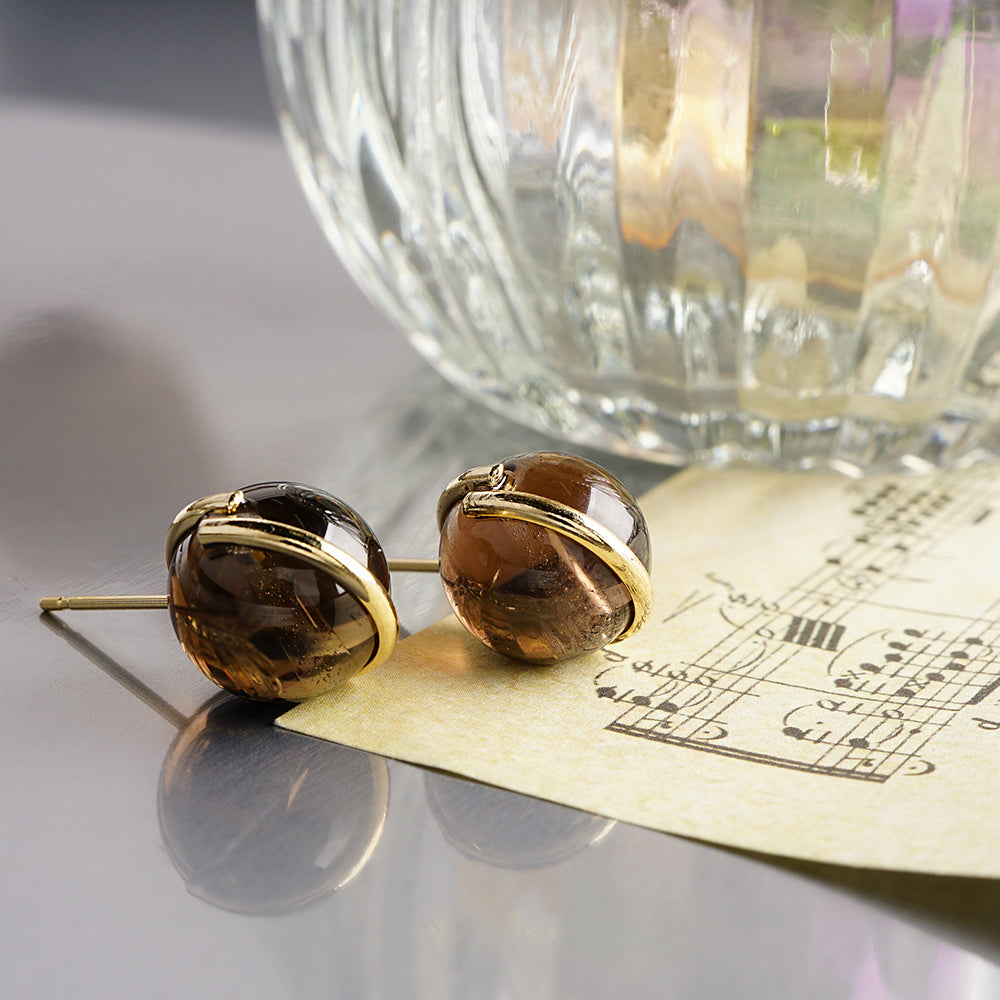 Natural stone 天然石ボールピアス (L)