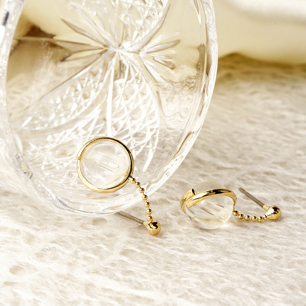 Natural stone 天然石ボールドロップピアス (M)