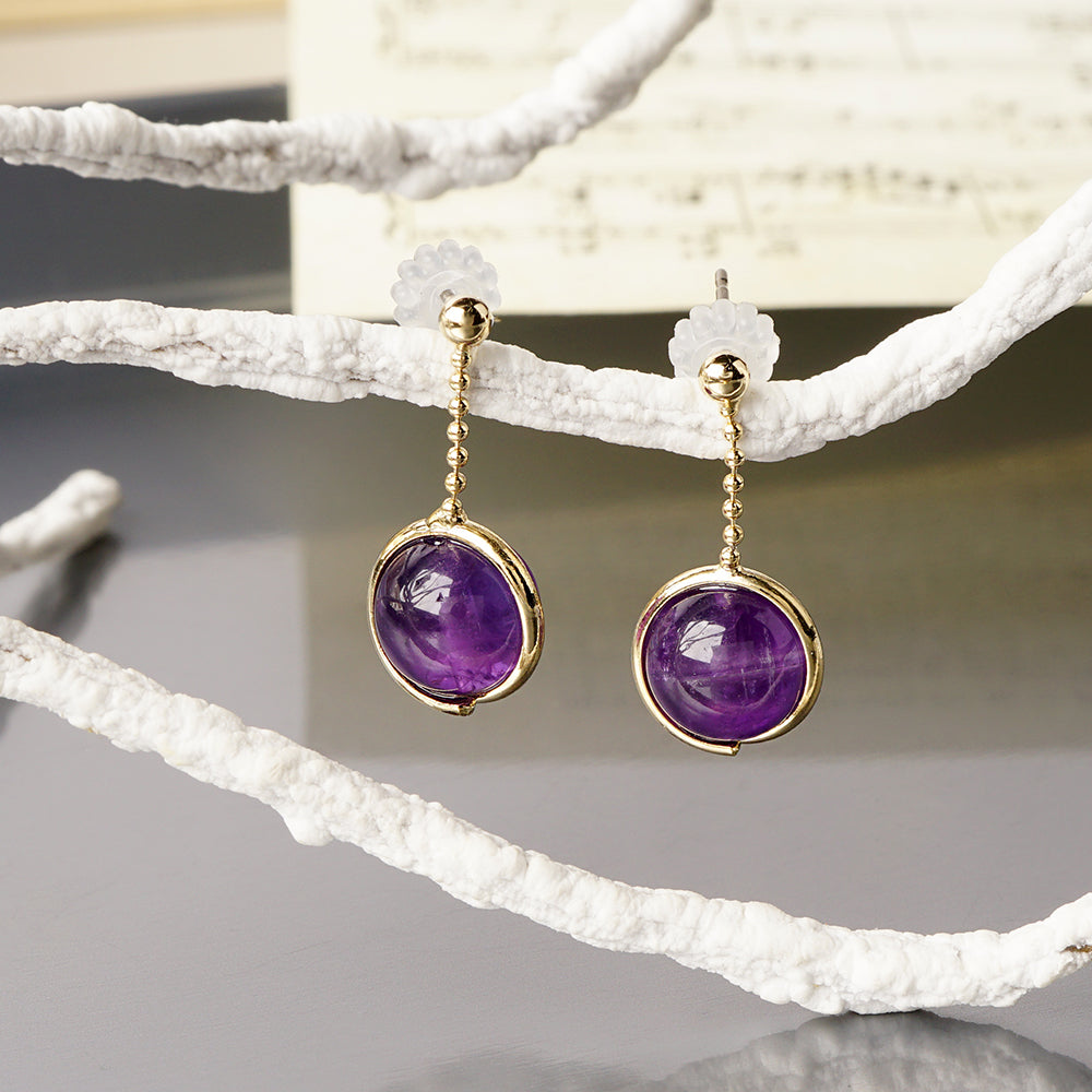 Natural stone 天然石ボールドロップピアス (M)