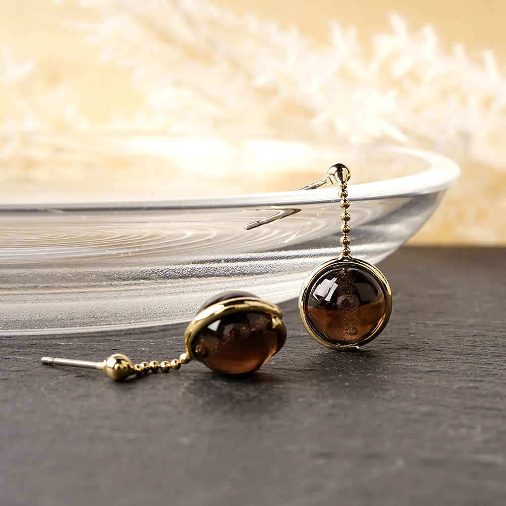 Natural stone 天然石ボールドロップピアス (M)