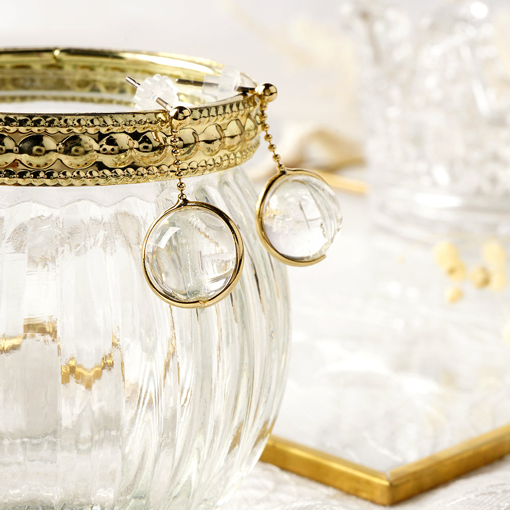 Natural stone 天然石ボールドロップピアス (L)