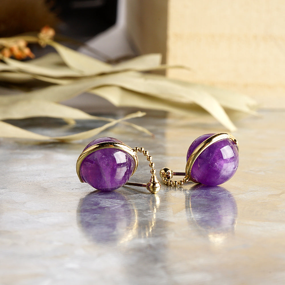 Natural stone 天然石ボールドロップピアス (L)