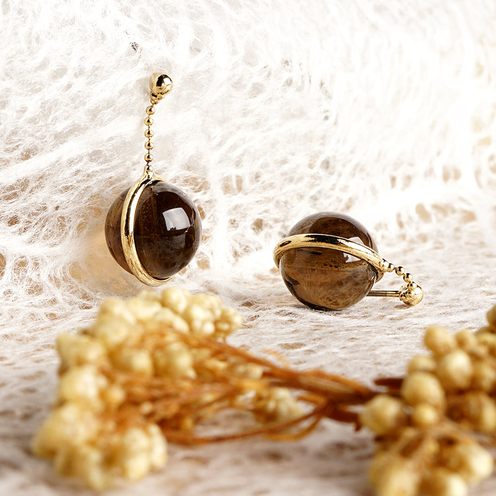 Natural stone 天然石ボールドロップピアス (L)