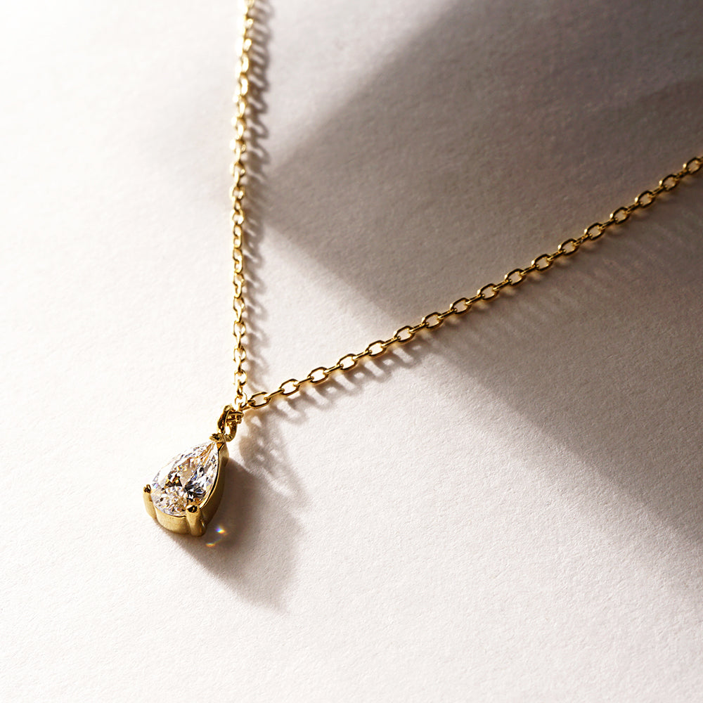 【NEW】【 金属アレルギー対応 】ステンレス キュービックジルコニア ティアドロップ ネックレス