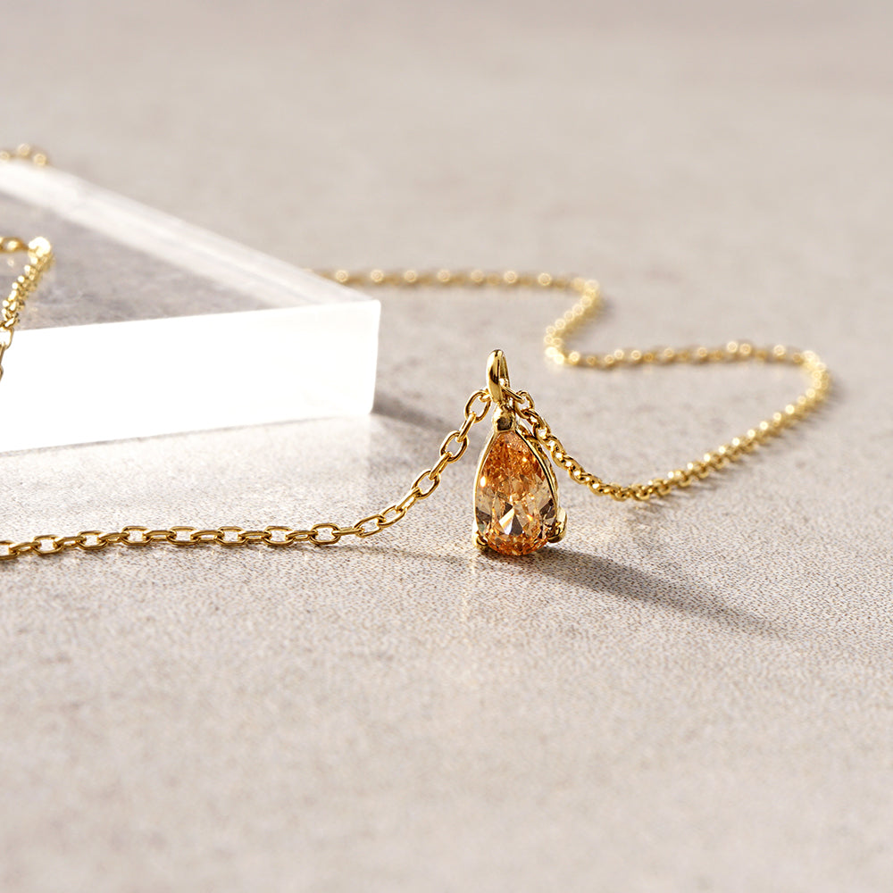 【NEW】【 金属アレルギー対応 】ステンレス キュービックジルコニア ティアドロップ ネックレス