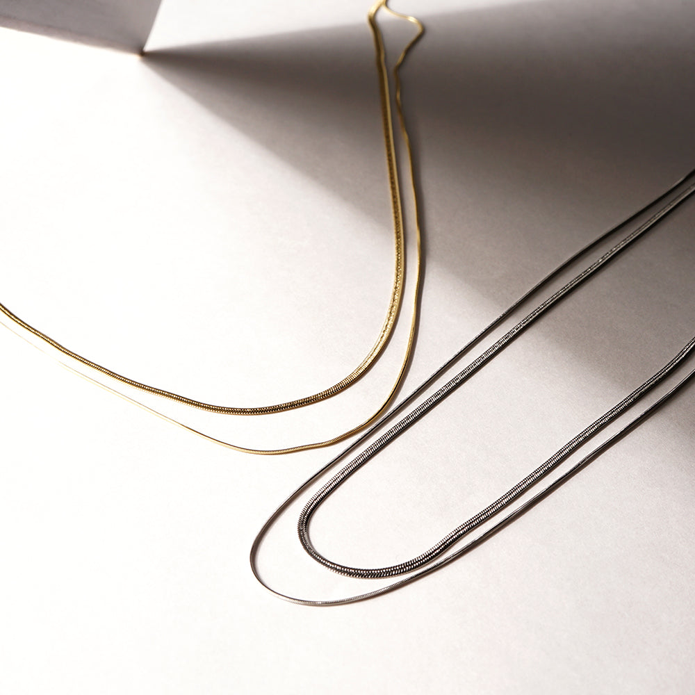 【NEW】ステンレス 2連 ロングネックレス