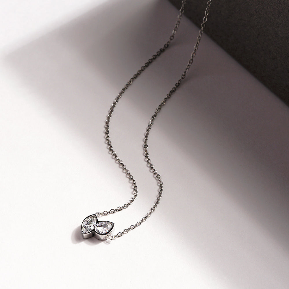 【NEW】【 金属アレルギー対応 】クリアキュービックジルコニア ステンレスネックレス