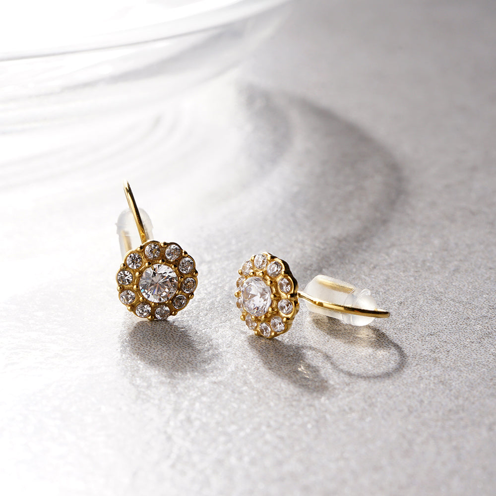 ステンレス パヴェ ノンホールピアス イヤリング シリコン 華やか 小ぶり 上品 フォーマル 金属アレルギー対応 itam