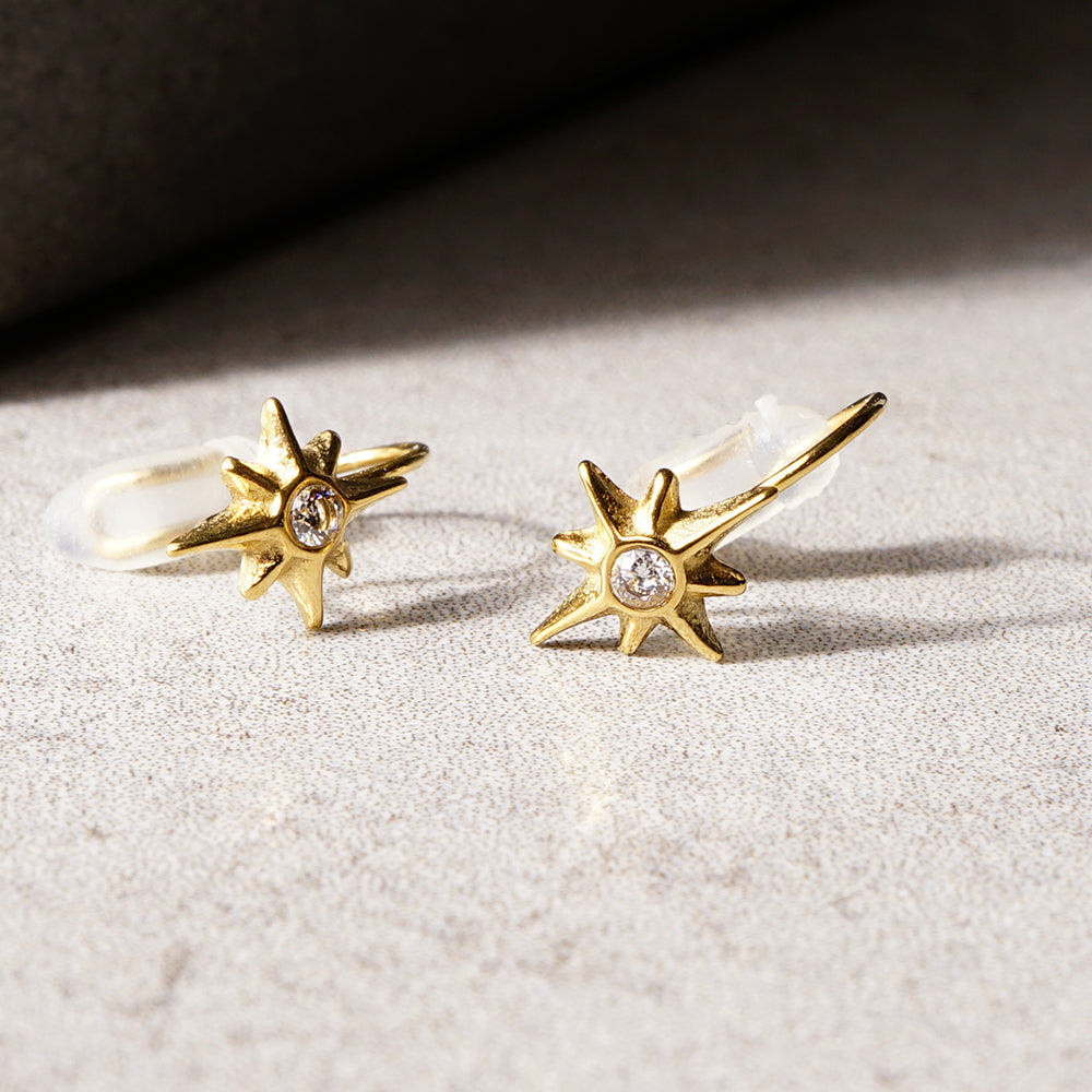 【NEW】【 金属アレルギー対応 】ステンレス トゥインクルスター ノンホールピアス