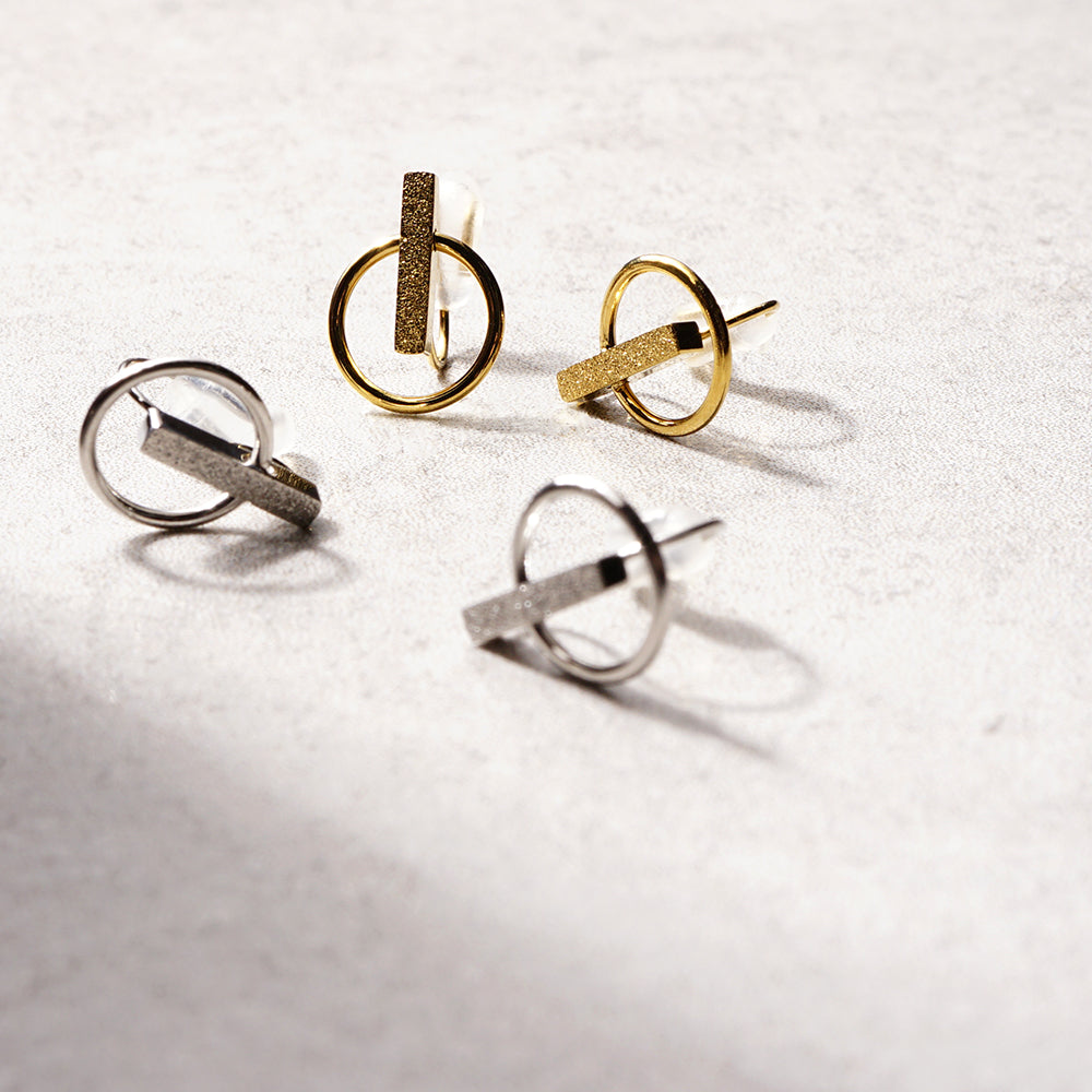 金属アレルギー対応 ステンレス バー&リング ノンホールピアス 痛くない イヤリング 金属アレルギー対応