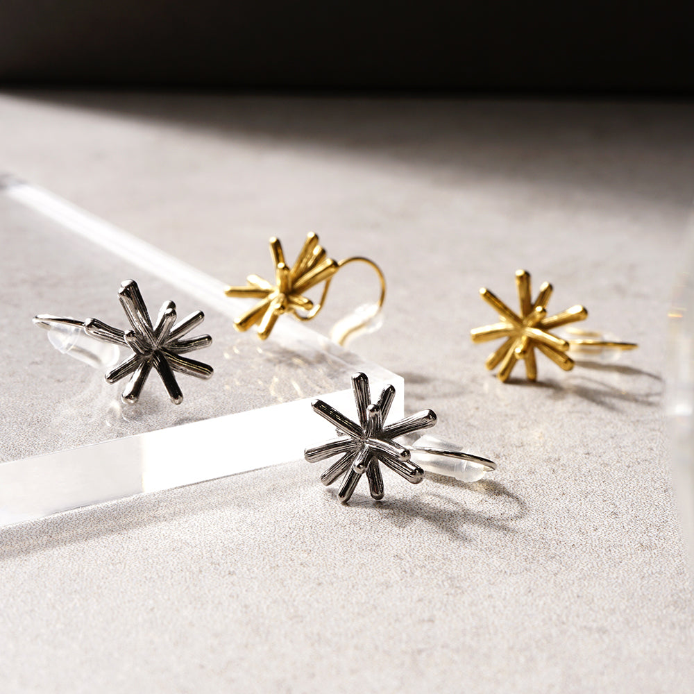 金属アレルギー対応 ステンレス シャイニングスター ノンホールピアス 痛くない イヤリング 金属アレルギー対応