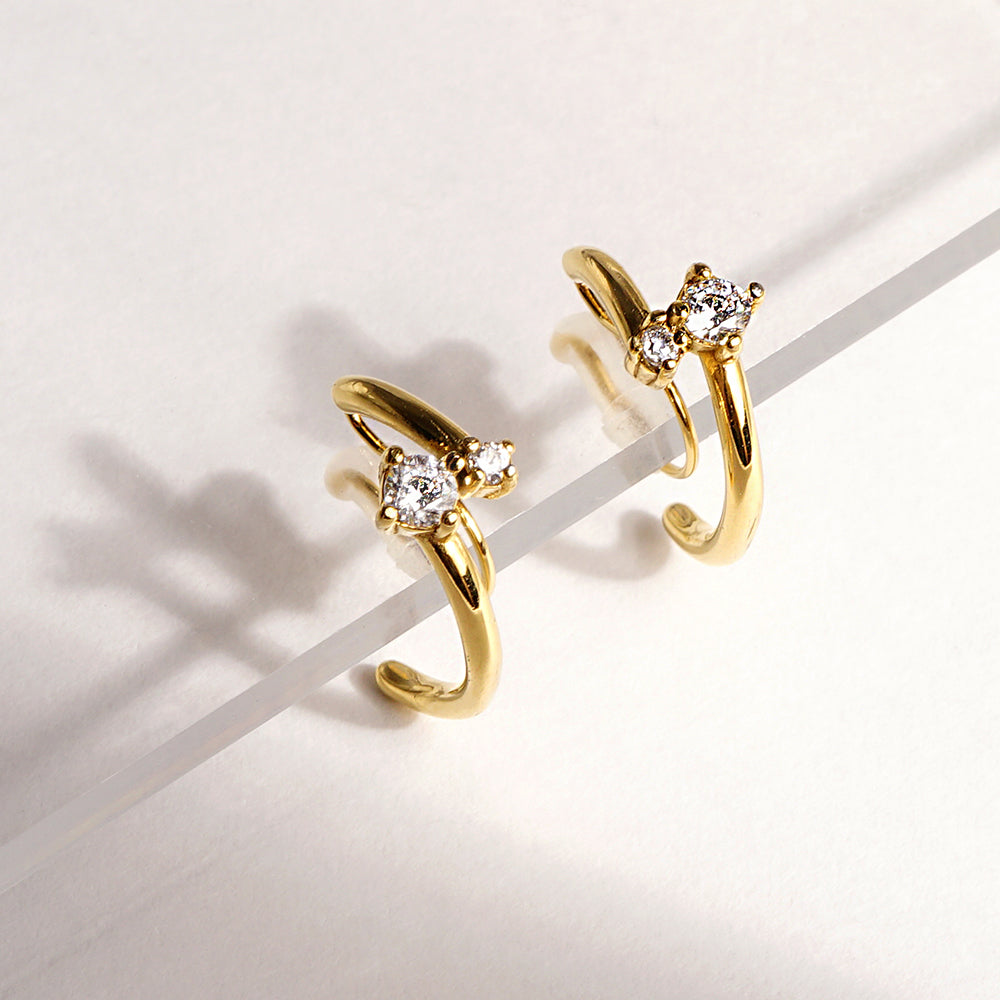 【NEW】【 金属アレルギー対応 】ダブルライン ステンレスノンホールピアス