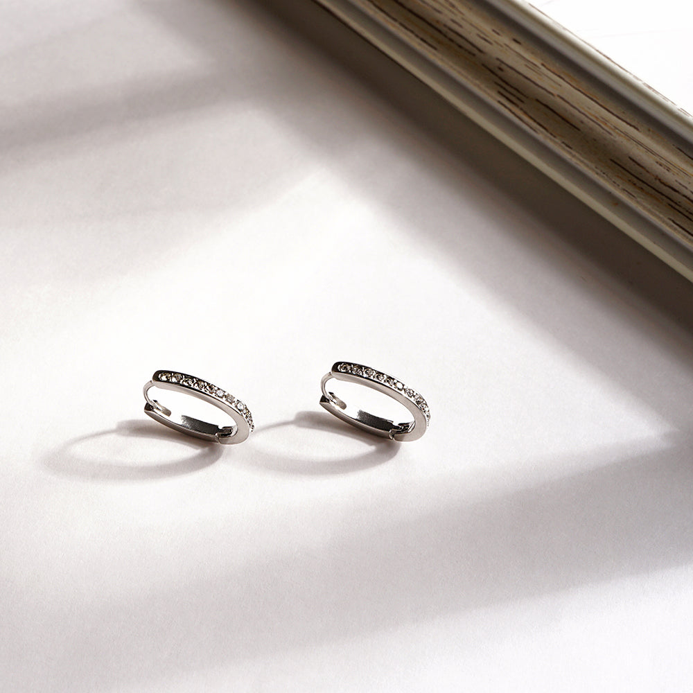 ステンレス ハーフエタニティ フープピアス