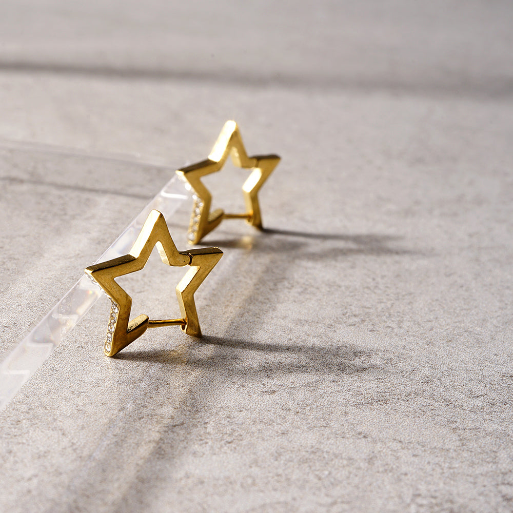 ステンレス スター フープピアス