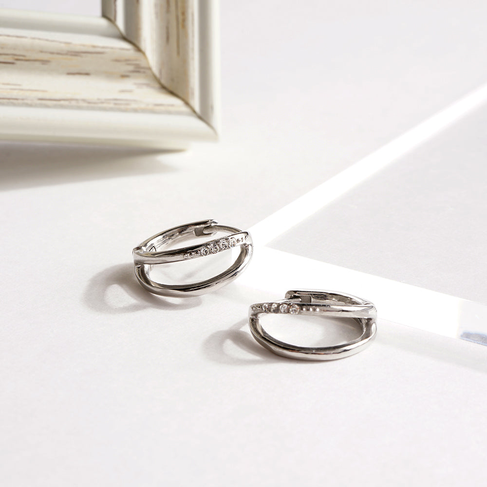 【NEW】【 金属アレルギー対応 】ステンレス キュービックジルコニア フープピアス